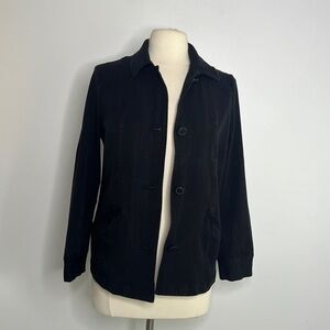 Chico’s black stretch cotton blend jacket, size 1 (medium)